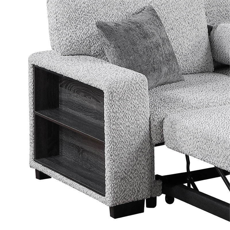 Galaxy Home BUZZ in Gray Wood Reversible Sleeper Sectional w Storage & USB
