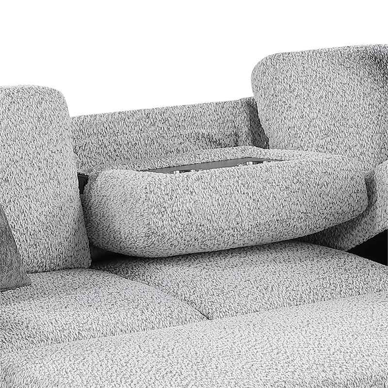 Galaxy Home BUZZ in Gray Wood Reversible Sleeper Sectional w Storage & USB