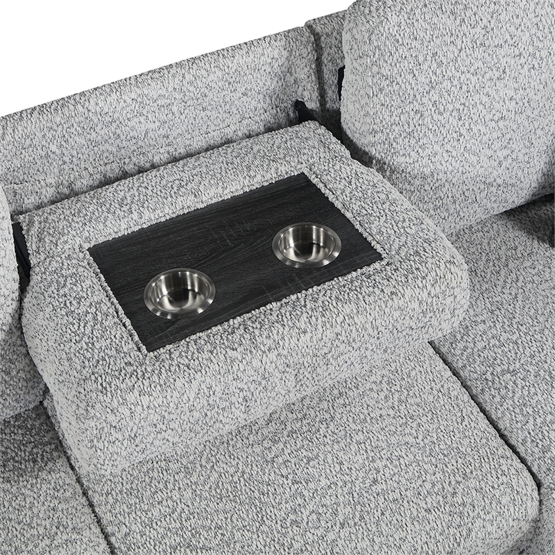 Galaxy Home BUZZ in Gray Wood Reversible Sleeper Sectional w Storage & USB