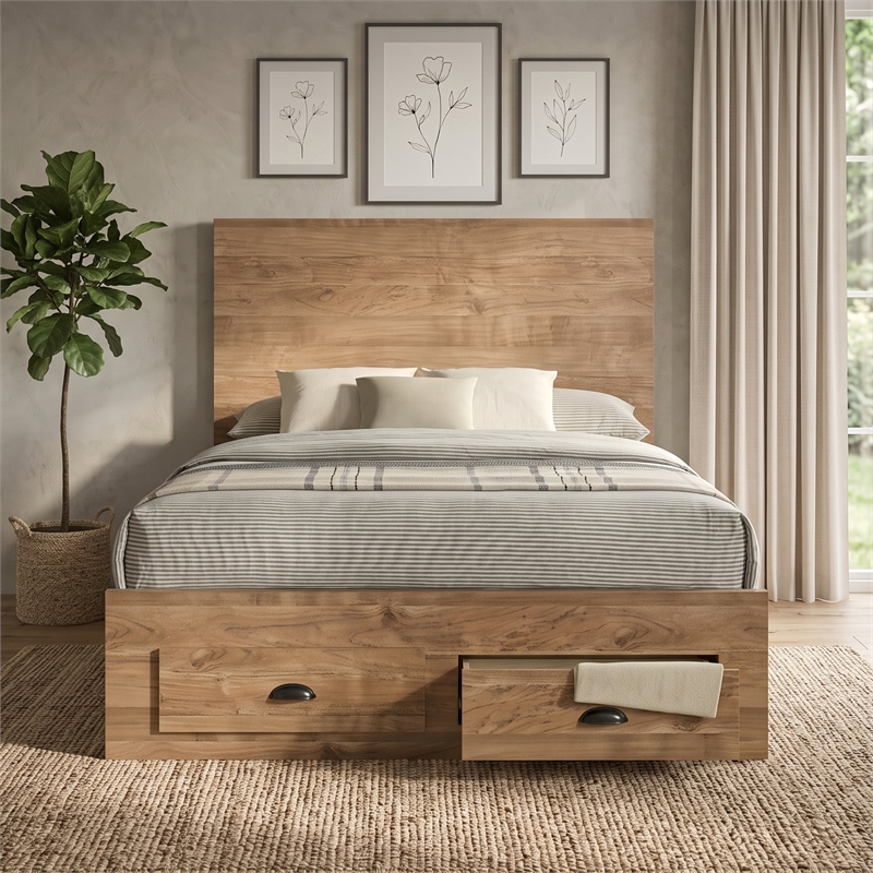 Galaxy Home Montana Full 4-Piece in Natural Bedroom Set with Storage Bed