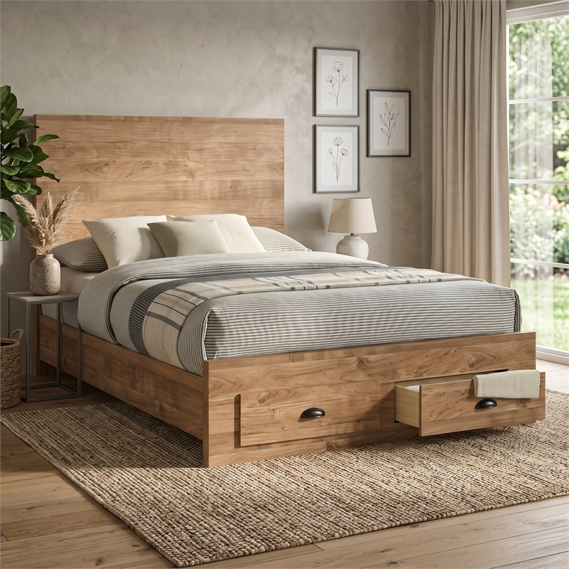 Galaxy Home Montana Full 5-Piece in Natural Bed Set w Storage Bed & Chest