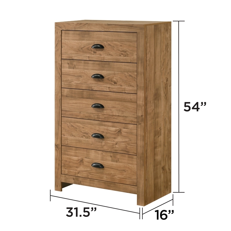 Galaxy Home Montana Queen 5-Piece in Natural Bed Set w Storage Bed & Chest
