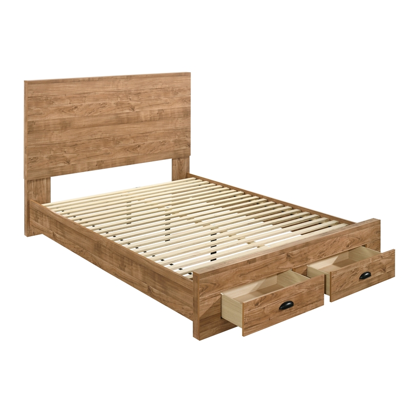 Galaxy Home Montana Queen in Natural Bed with Footboard/2 Storage Drawers