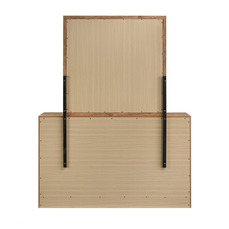 Montana 6-Drawer Wood Dresser in Natural Finish with Black Pull Handles