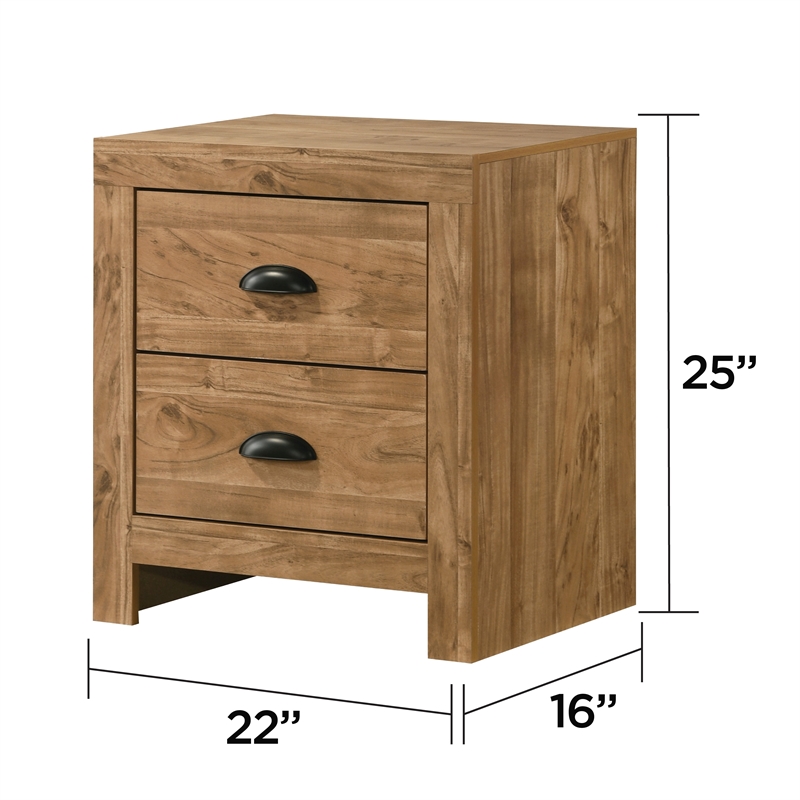Montana Modern Natural Nightstand with Storage & Black Hardware