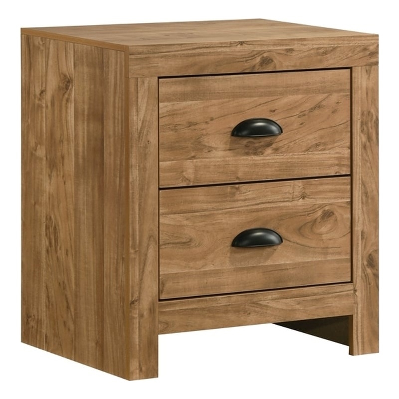 Montana Modern Natural Nightstand with Storage & Black Hardware