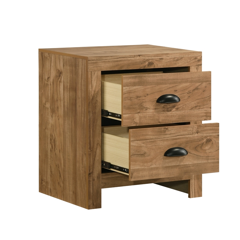 Montana Modern Natural Nightstand with Storage & Black Hardware