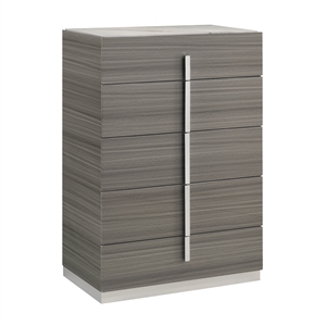 Matrix Furniture Group Altima Contemporary Wood 5-Drawer Chest in Gray