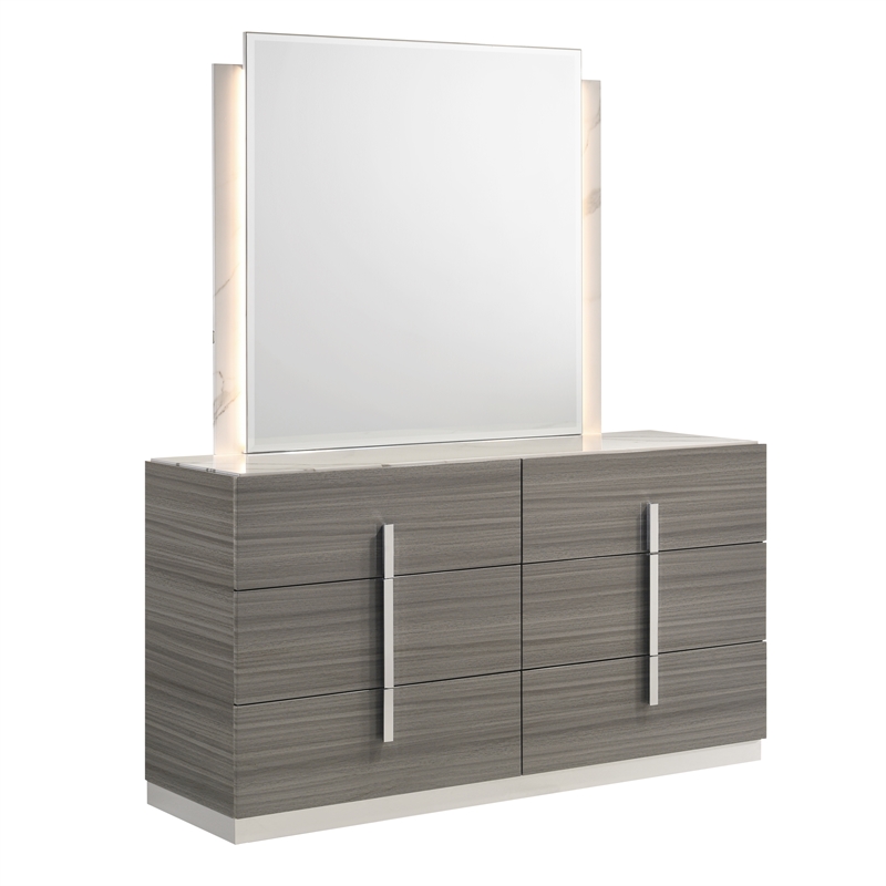 Matrix Furniture Group Altima Contemporary Mirror in Gray