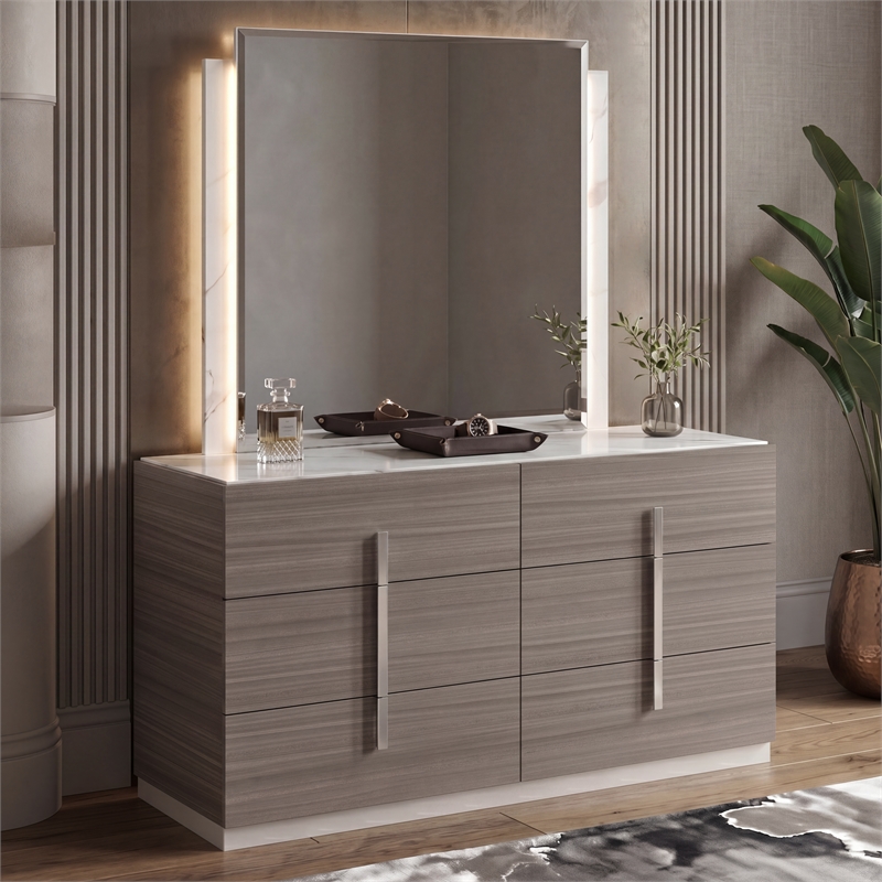 Matrix Furniture Group Altima Contemporary Mirror in Gray