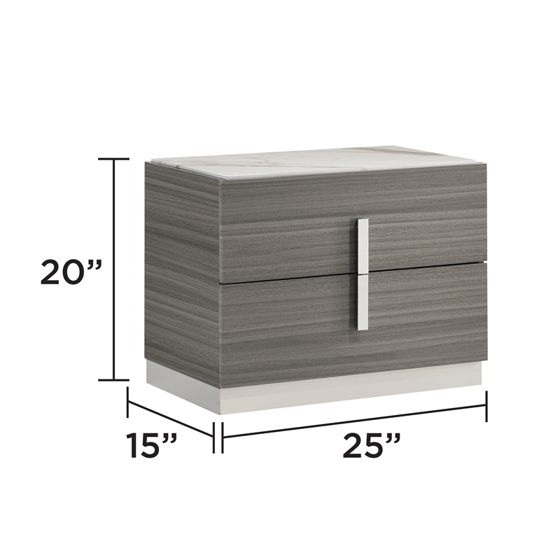 Matrix Furniture Group Altima Contemporary Nightstand in Gray