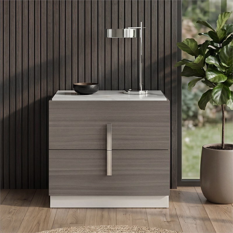 Matrix Furniture Group Altima Contemporary Nightstand in Gray