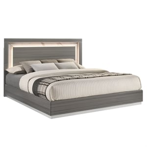 Matrix Furniture Altima Contemporary Queen Bed with LED Headboard Gray
