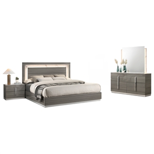 Matrix Furniture Altima Contemporary Queen 4-Piece Bedroom Set in Gray