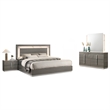 Matrix Furniture Altima Contemporary Queen 4-Piece Bedroom Set in Gray