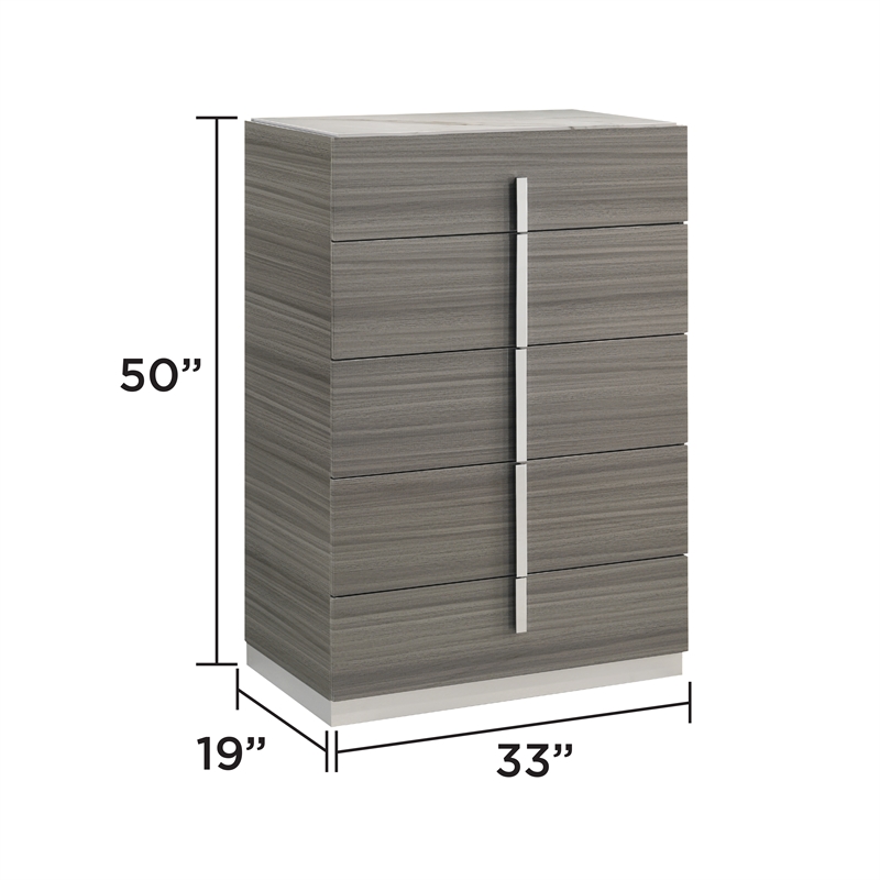 Matrix Furniture Altima Contemporary Queen 5-Piece Bedroom Set in Gray