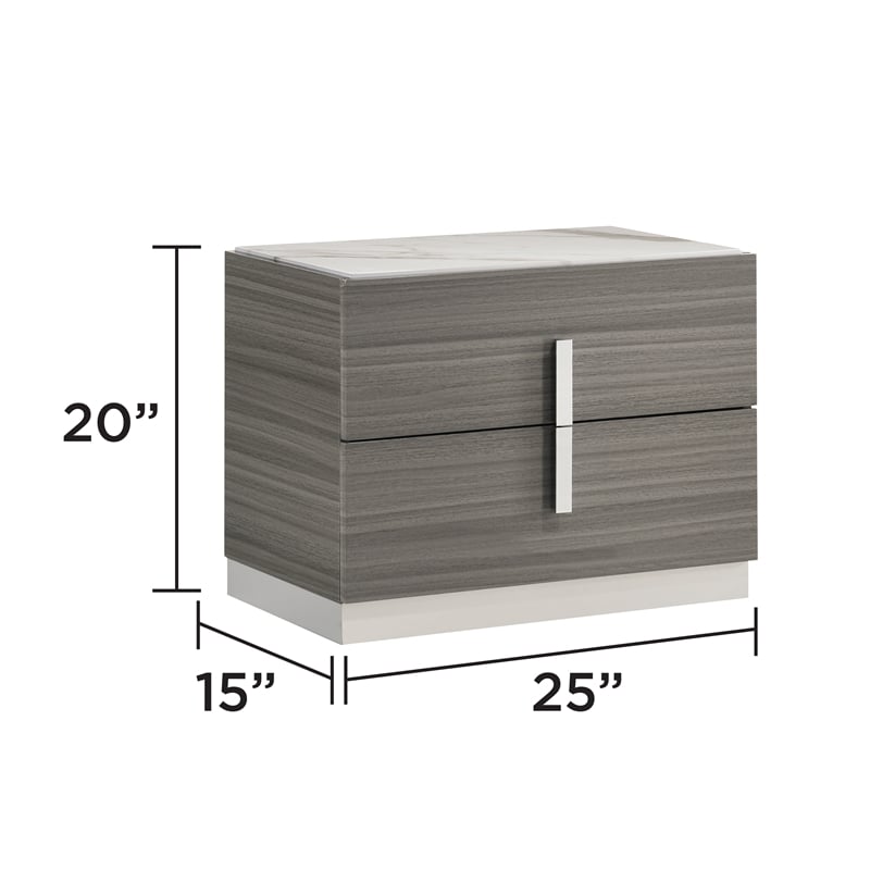 Matrix Furniture Altima Contemporary Queen 5-Piece Bedroom Set in Gray