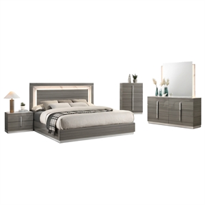 Matrix Furniture Group Altima Contemporary King 5-Piece Bedroom Set in Gray