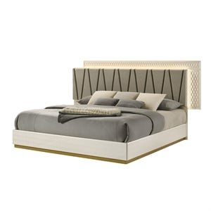 Matrix Furniture Group Stanley Modern Queen Bed with LED Headboard in Gray
