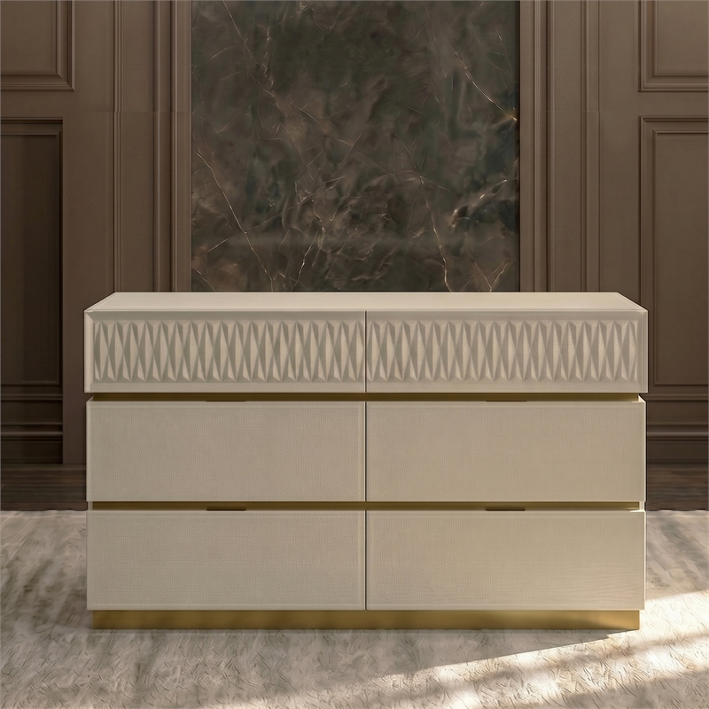Matrix Furniture Group Stanley Modern Wood 6-Drawer Dresser in Gray