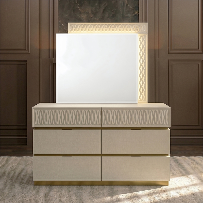 Matrix Furniture Group Stanley Modern Wood 6-Drawer Dresser in Gray