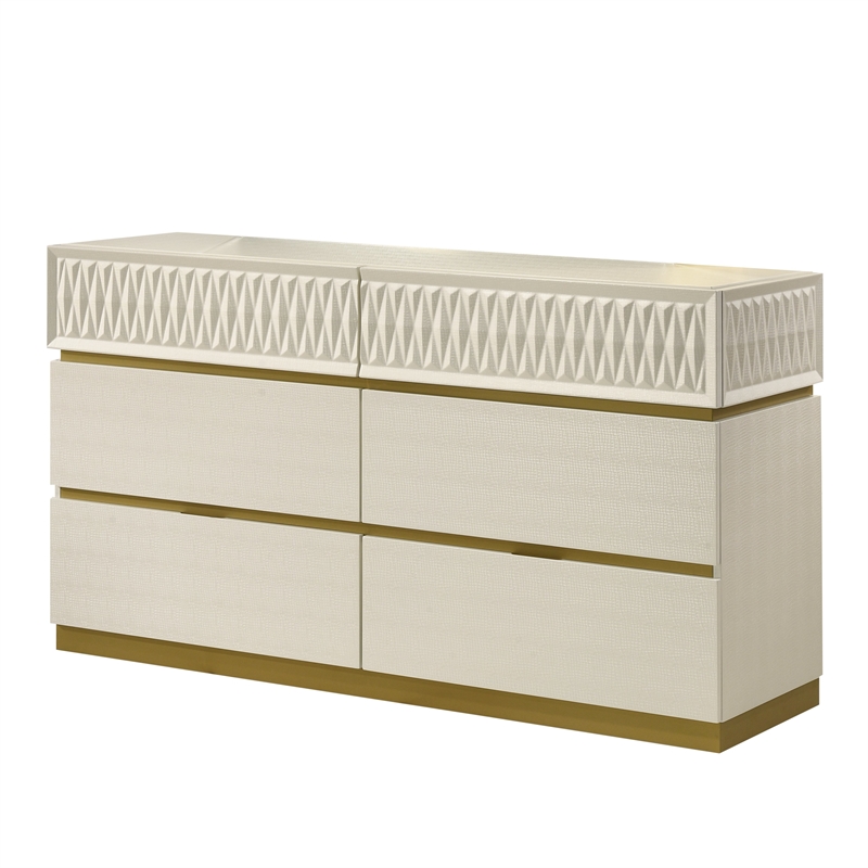 Matrix Furniture Group Stanley Modern Wood 6-Drawer Dresser in Gray