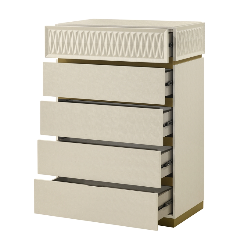 Matrix Furniture Group Stanley Modern Wood 5-Drawer Chest in Gray