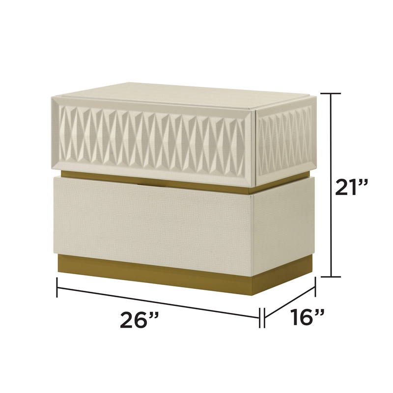 Matrix Furniture Group Stanley Modern Wood Nightstand in Gray with Gold Base