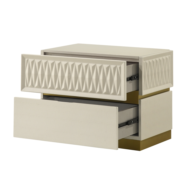 Matrix Furniture Group Stanley Modern Wood Nightstand in Gray with Gold Base