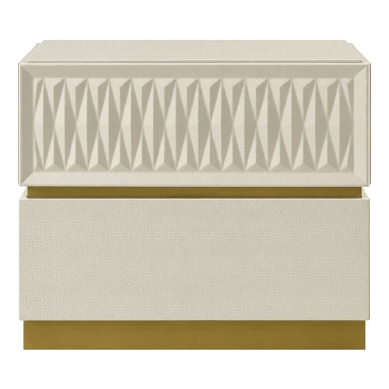 Matrix Furniture Group Stanley Modern Wood Nightstand in Gray with Gold Base