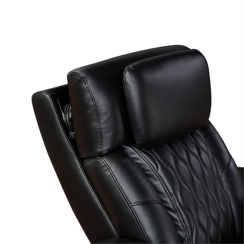 Galaxy Home Electra Power Recliner w Massage Power Headrest & LED in Black