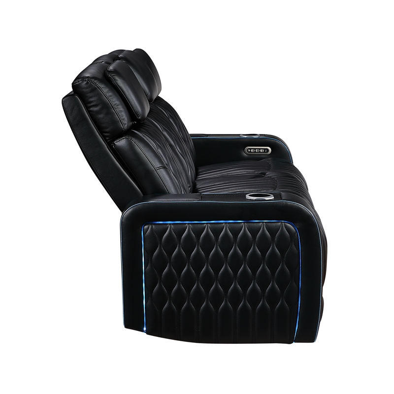 Galaxy Home Electra PWR Reclining Loveseat w Speakers Massage&LED in Black
