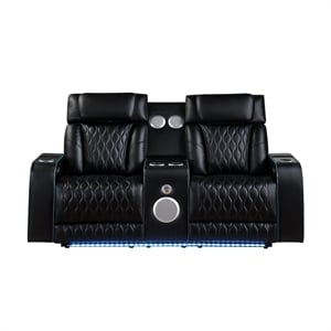 Galaxy Home Electra PWR Reclining Loveseat w Speakers Massage&LED in Black