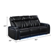 Galaxy Home Electra Power Reclining Sofa w Massage & LED Lighting in Black