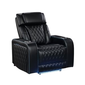 Galaxy Home Electra 3PC Power Reclining Sofa Loveseat Recliner Set in Black