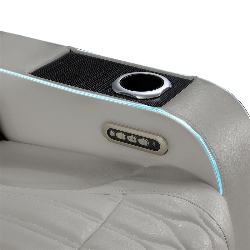 Galaxy Home Electra Power Recliner w Massage Power Headrest & LED in Gray