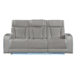 Galaxy Electra Modern PWR Reclining Faux Leather Sofa w Massage in Gray