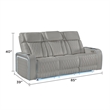 Galaxy Electra Modern PWR Reclining Faux Leather Sofa w Massage in Gray