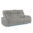Galaxy Electra Modern PWR Reclining Faux Leather Sofa w Massage in Gray