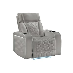 Galaxy Home Electra 3PC Power Reclining Sofa Loveseat Recliner Set in Gray