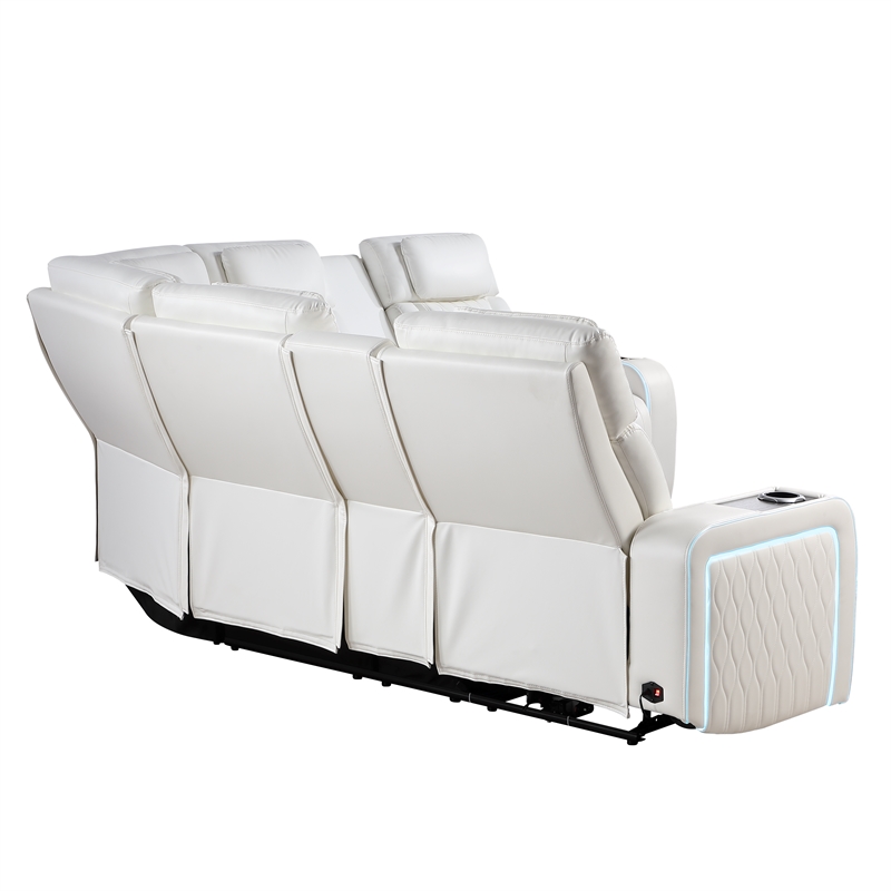 Galaxy Electra Power Reclining Sectional w Headrests Speakers & LED in Ice