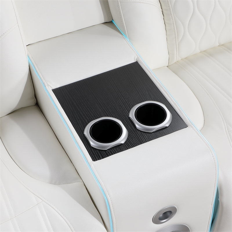 Galaxy Electra Power Reclining Sectional w Headrests Speakers & LED in Ice