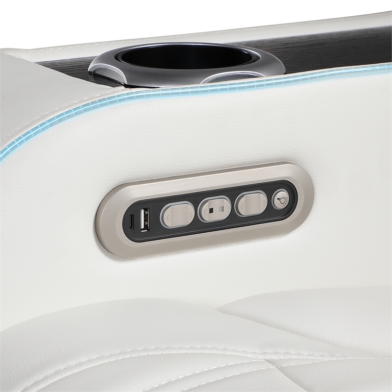 Galaxy Electra Power Reclining Sectional w Headrests Speakers & LED in Ice