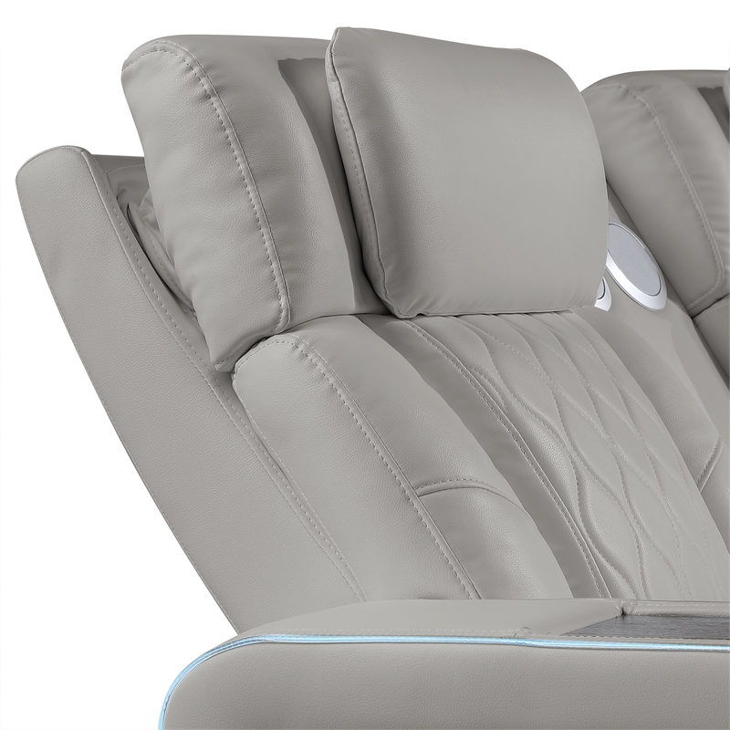 Galaxy Electra Faux Leather Power Reclining Sectional with LED in Gray