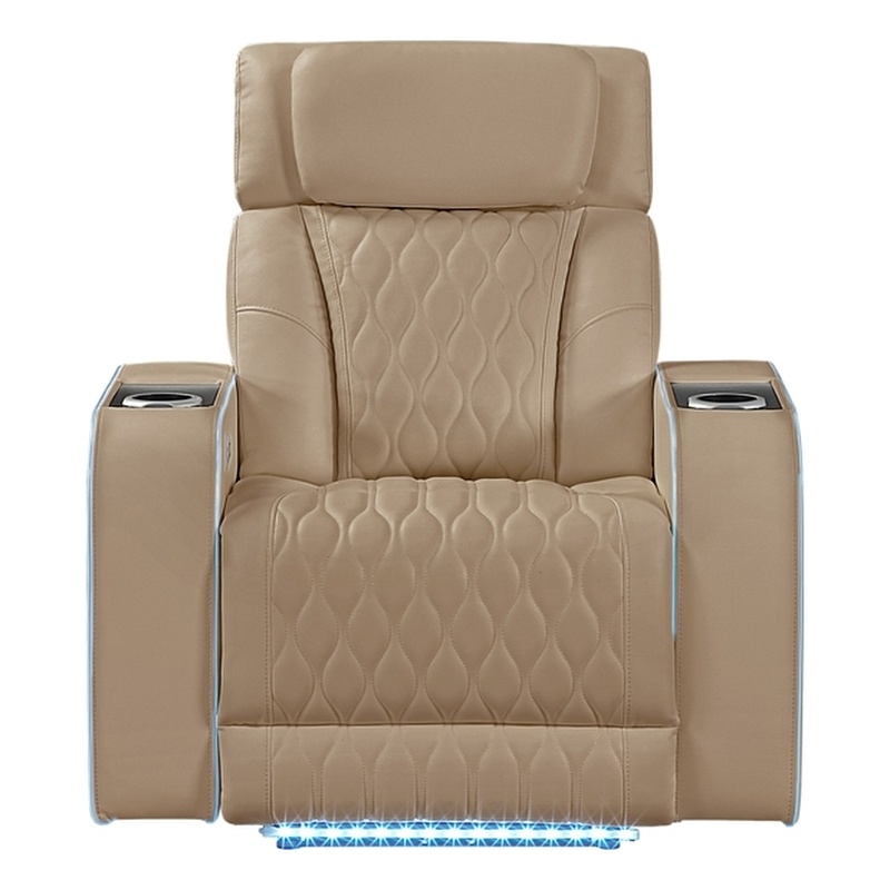 Electra Modern Power Reclining Chair with Massage Caramel Faux Leather