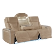 Galaxy Electra Modern PWR Reclining Faux Leather Sofa w Massage in Caramel