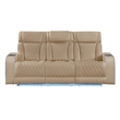 Galaxy Electra Modern PWR Reclining Faux Leather Sofa w Massage in Caramel