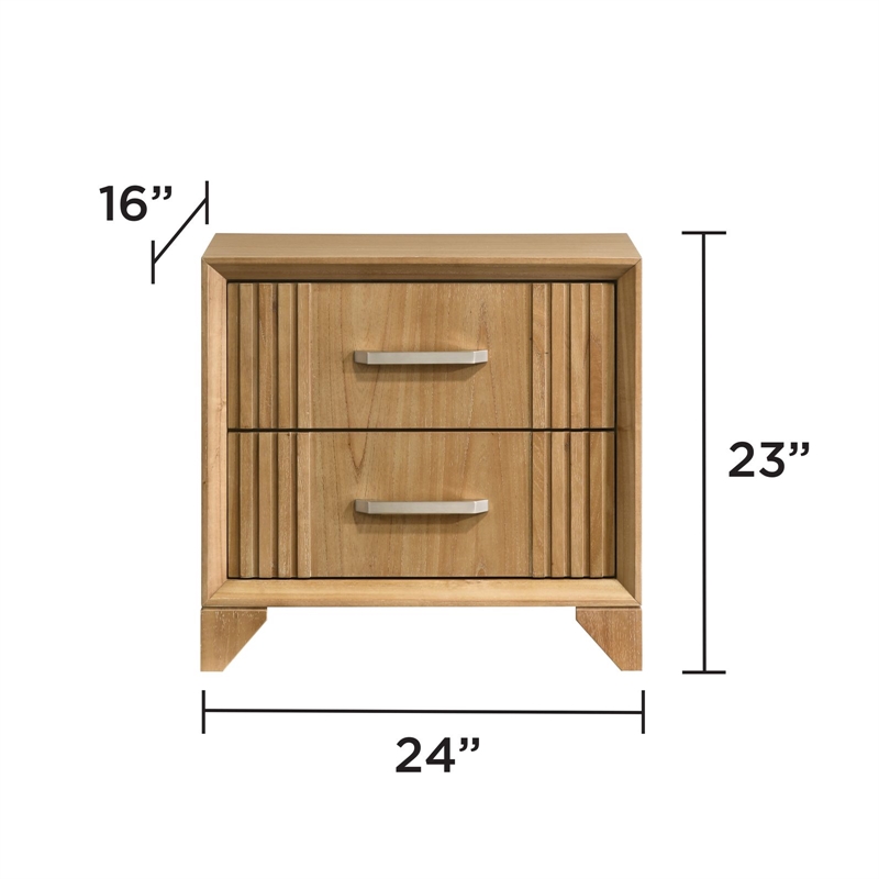 Galaxy Home Modern Bedroom Nightstand with Storage Drawer in Natural