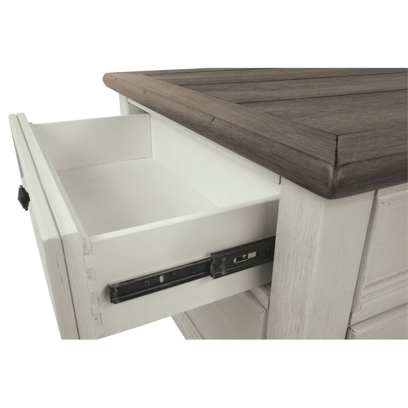 Levan Home Wood Two-Tone Coffee Table Rectangular Lift Top 46