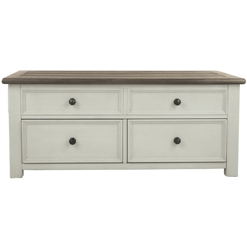 Levan Home Wood Two-Tone Coffee Table Rectangular Lift Top 46